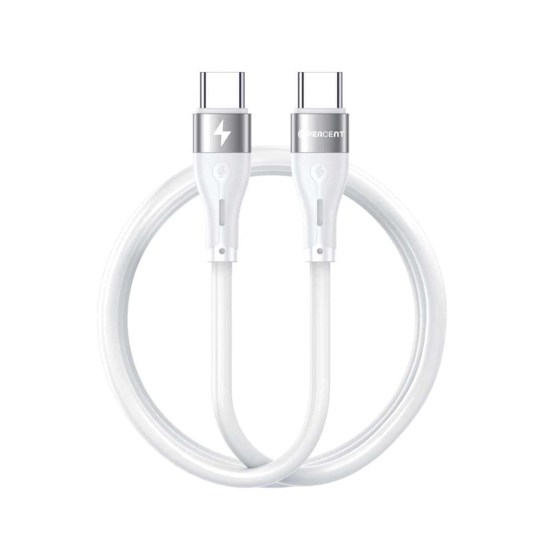 90 Percent Voltline 90 Series USB-C to USB-C Silicone Cable 1M | Light White 90 Percent Voltline 90 Series USB-C to USB-C Silicone Cable 1M | Light White